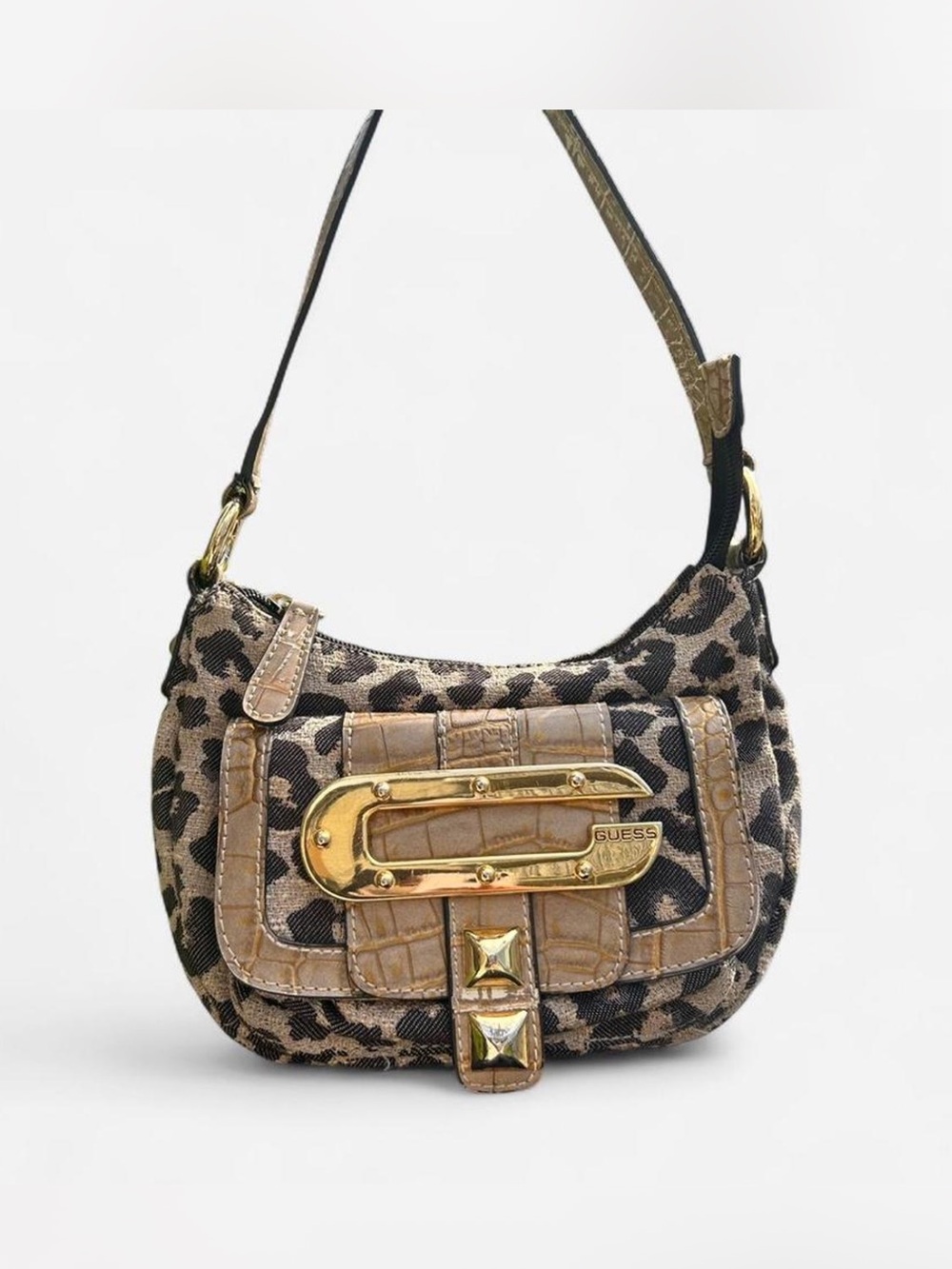 Vintage GUESS Y2K Leopard Mini Shoulder Bag